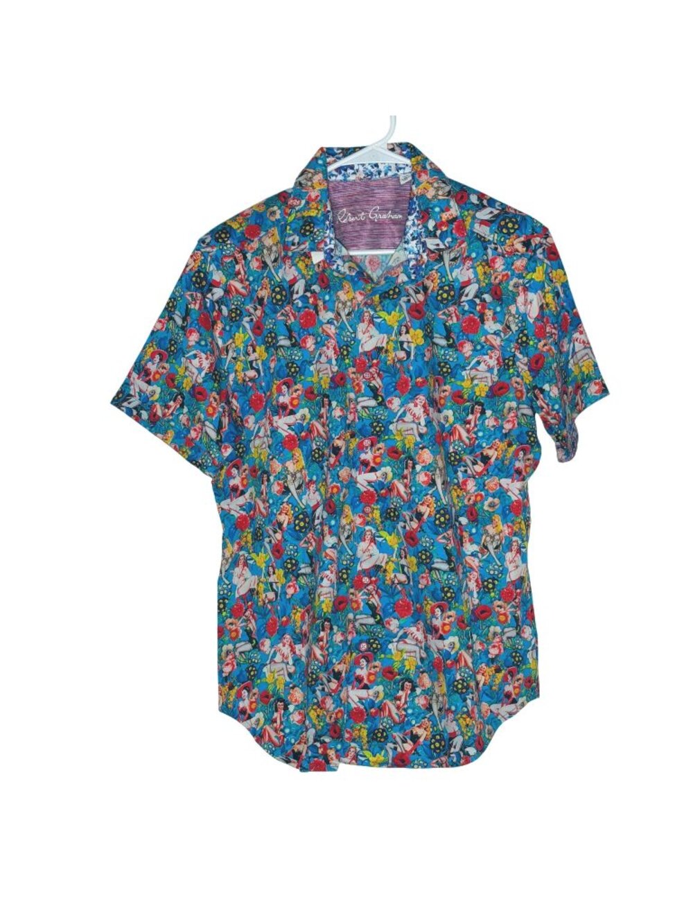 Robert Graham Pinup Girls Classic Fit Short Sleeve Button Down Shirt Size M NWOT